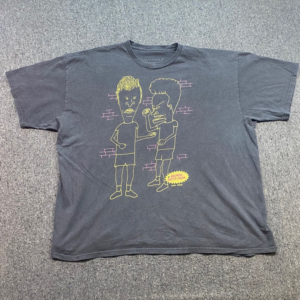 Beavis and Butt-Head TShirt Sz 3XL Mens Black Skater Grunge Neon Graphic 2012